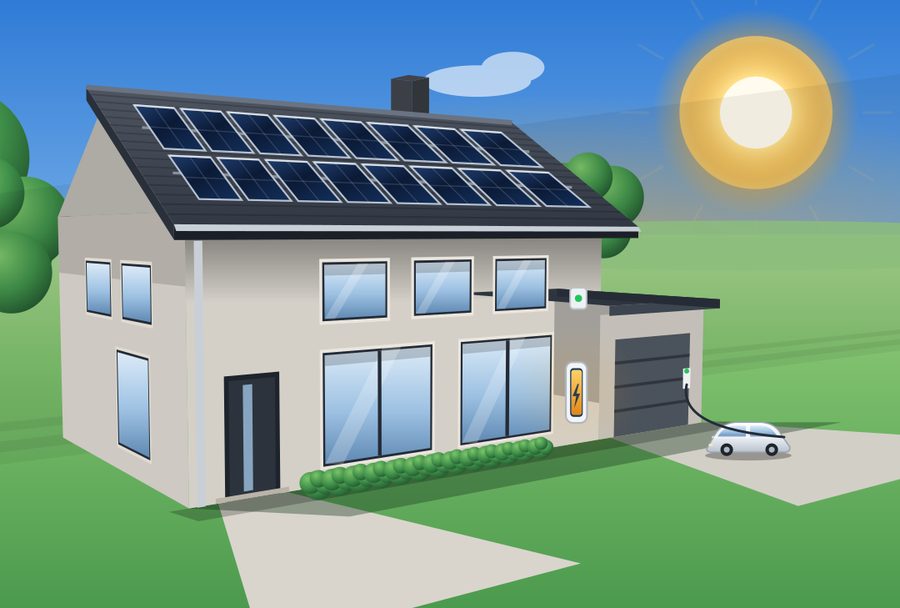Una casa con impianto fotovoltaico e accumulo